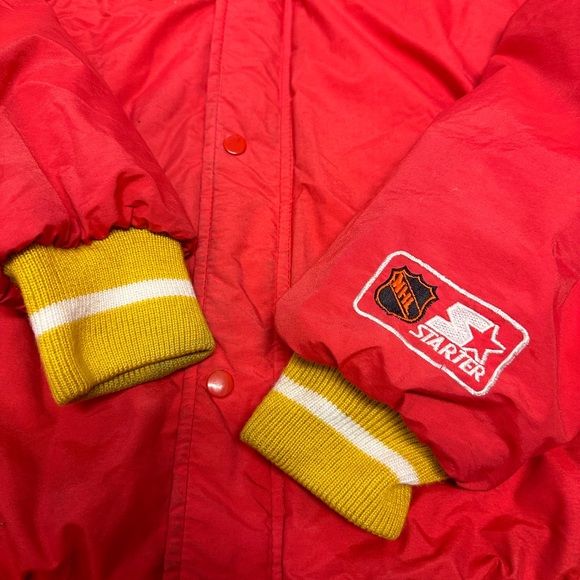 Vintage Calgary Flames NHL Starter Hoodie Jacket Size Large - Picture 2 of 9